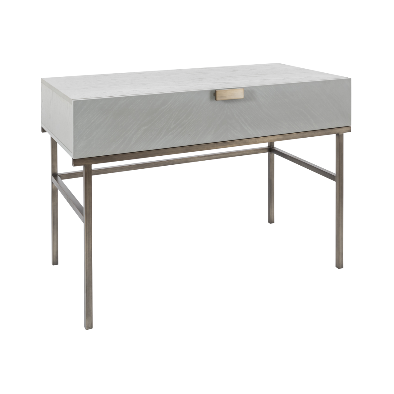 Lilly Grey Oak Wood & Bronze Desk/Dressing Table